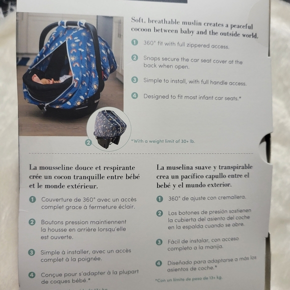 Bebe au Lait Car Seat Cover - White and Brown - Picture 8 of 9